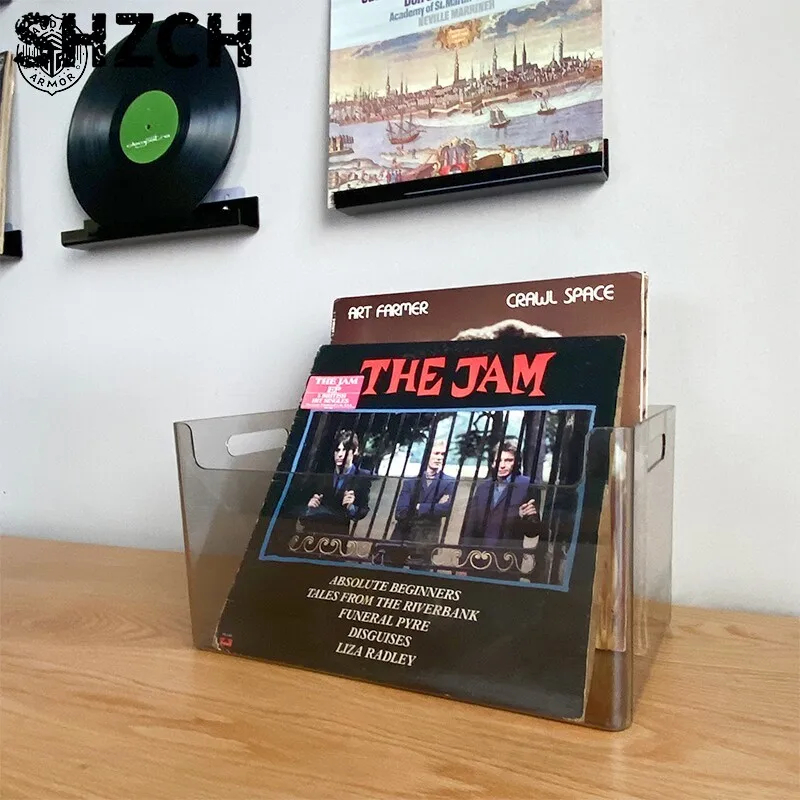 Clear Acrylic Storage Box Vinyl Record Display Case Shelf for Albums Transparent Desktop Organizer Holder Sturdy for Home Deco