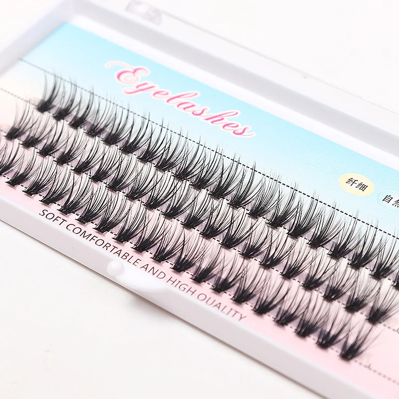 

3 rows 30D Thick Individual eyelashes grafting lashes extension High tip hot fluff hair Single flower clusters Short root makeup