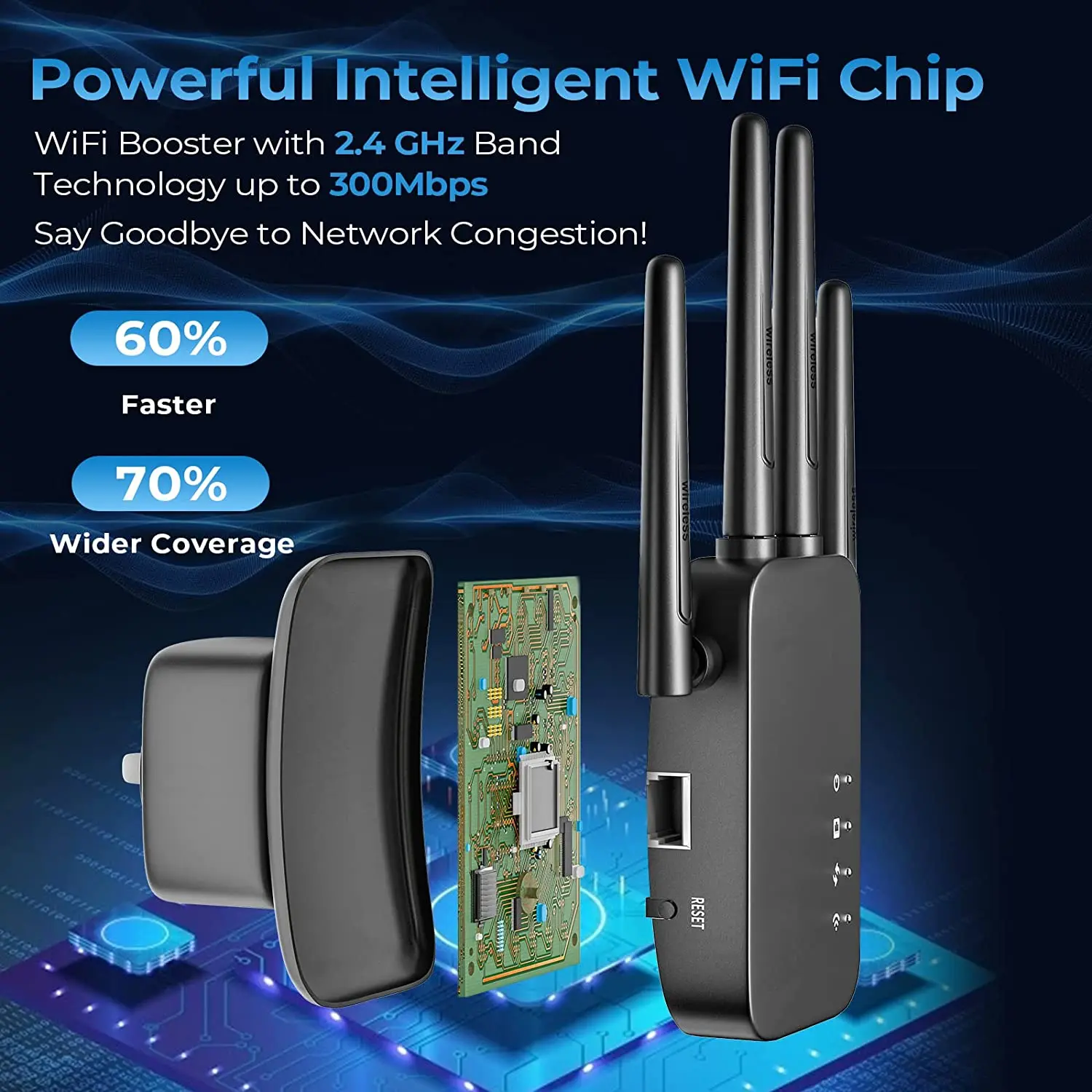 Wireless WiFi Extender ครอบคลุมไม่เกิน4000ตร.ฟุตและ38อุปกรณ์ Wi-Fi Repeater ยาวเครื่องขยายเสียงพอร์ต Ethernet Easy Setup