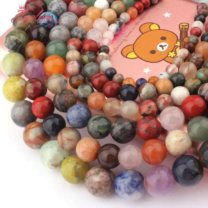 Natural Mixed Stone beads Round DIY Necklace Bracelets Beads Loose Strand 15Inch 6/8/10/12mm For Jewelry Making image 4