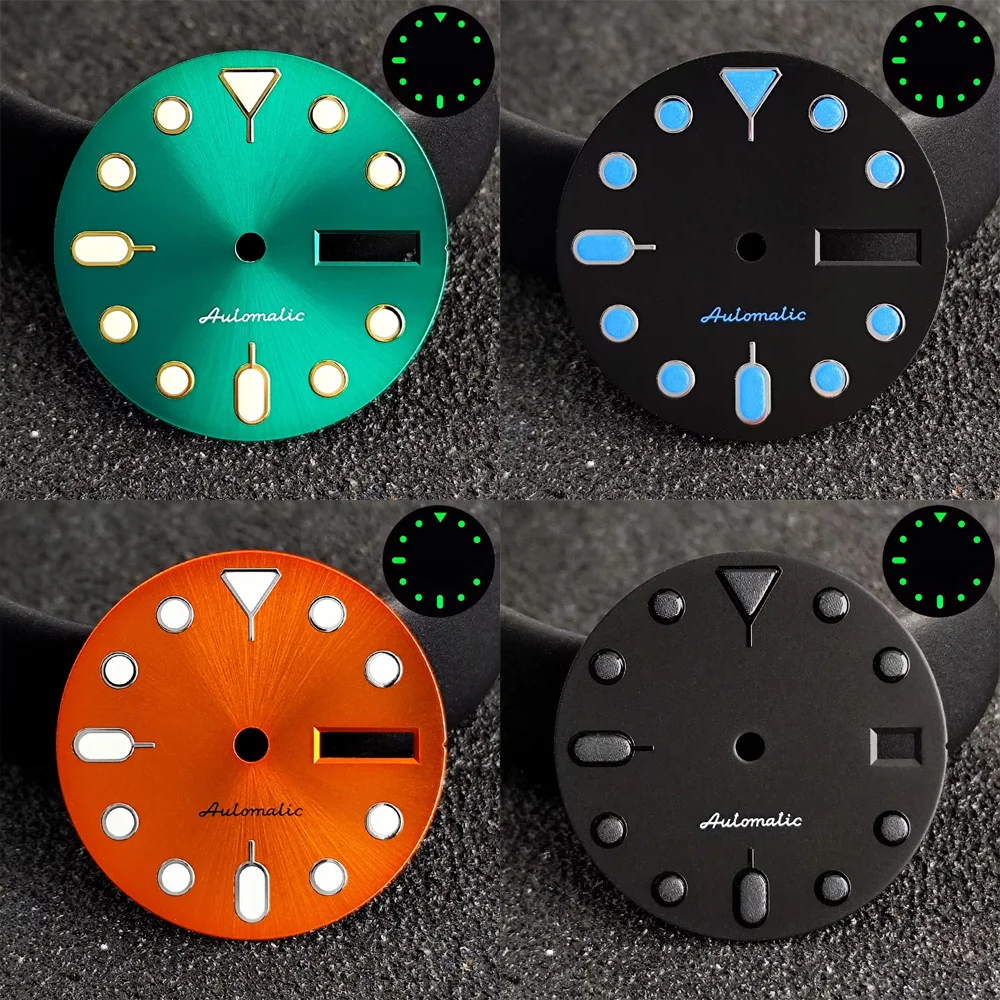 28.5MM Diameter Watch Dial Green Luminous for NH36 Movement Accessories Watch Parts For Wristwatches