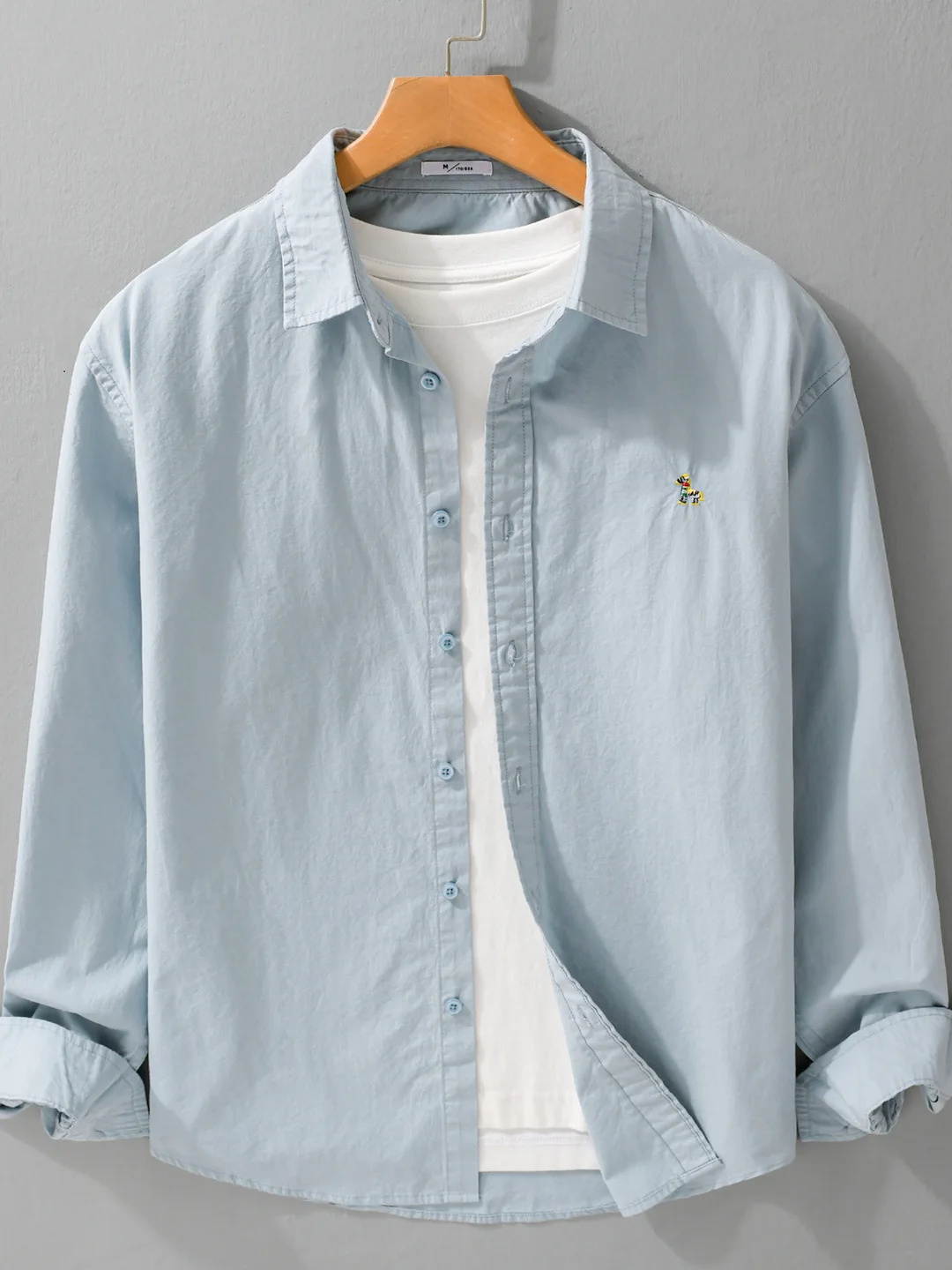 

Мужская повседневная хлопковая рубашка с длинным рукавом, удобная, с классическим воротником, весенне-осенняя, в японском стиле, модная одежда