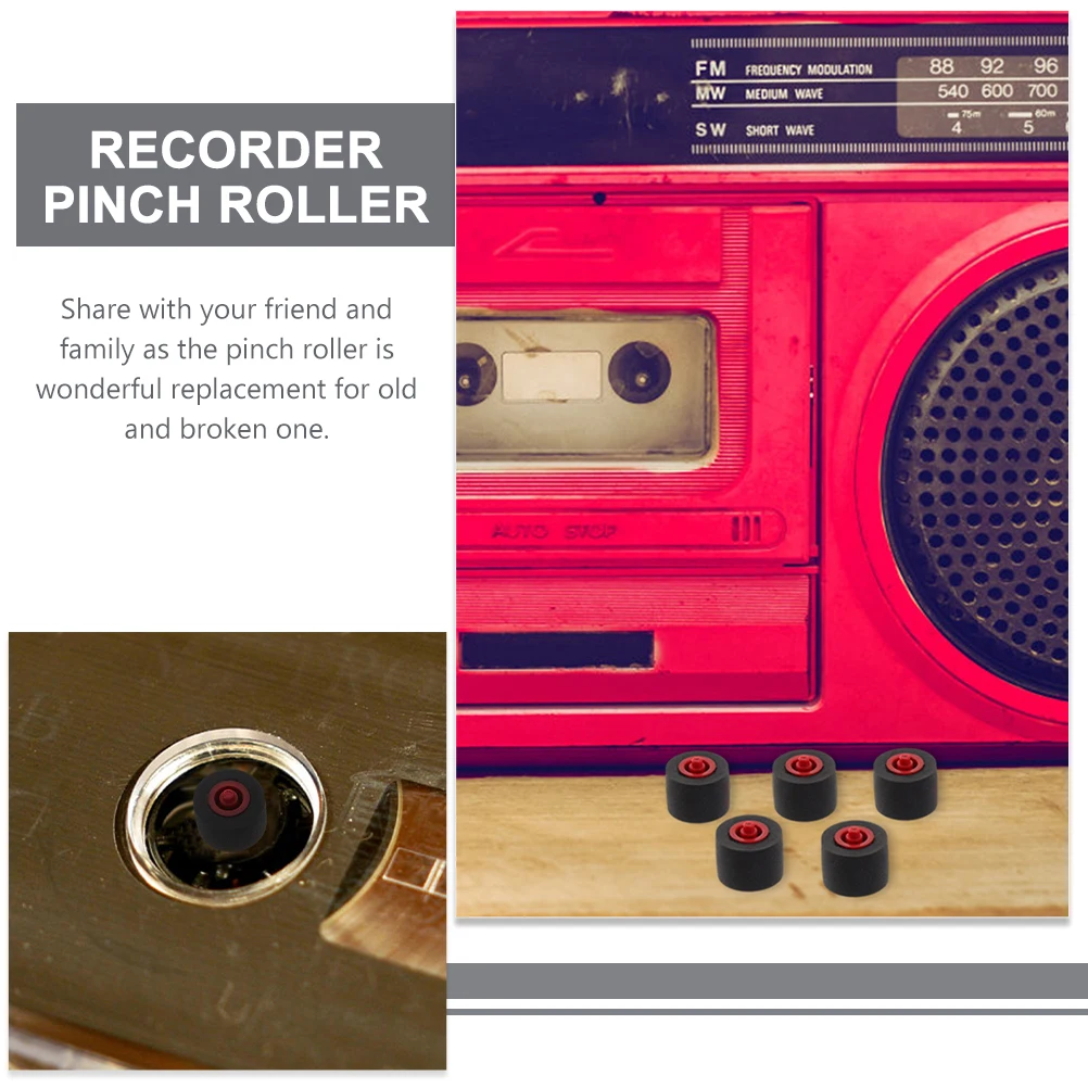 

12pcs Pinch Roller for Tape Recorder Cassette Deck Repair Plastic Rubber Bearing Wheel 9-6.5-9.1-1.5shaft Audio Video Player