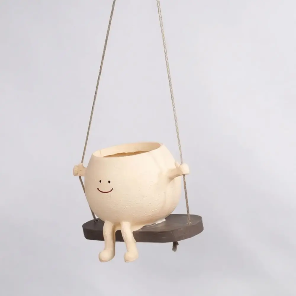 Decorative Resin Hanging Flower Pot Swing Face Planter Creative Home Garden Ornament Succulent Planting Container