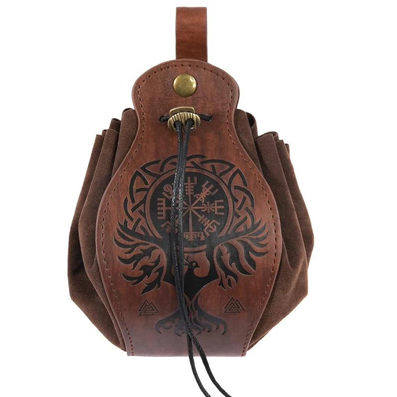 Medieval Costume Set Celtic Patterned Belt Magical Glass Potion Bottle Drawstring Coin Purse Skirt Clip for Cosplay Stage Performances