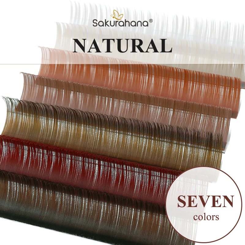 ساكوراهانا براون دبليو شكل السيارات المزهرة المشجعين مسبقة الصنع مختلط اللون الطبيعي لينة ضوء رمش ملحقات الرموش الفردية