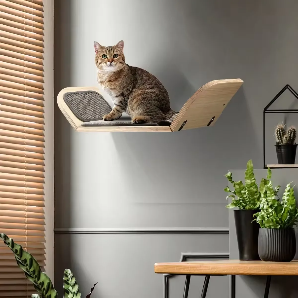 

AFP Scratching Resistant Wall Mounted Scratcher Bed With Catnip Ball Durable Sisal Wood Cat Climbing Furniture For Relax