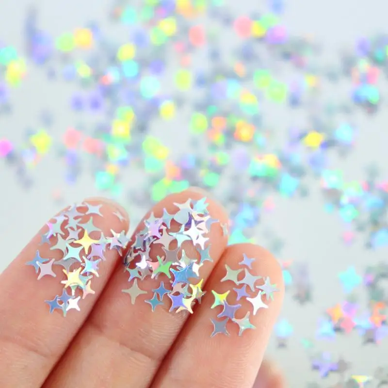 12칸 DIY 네일 강화 키트 (실버 스타 & 러브 패턴 레이저 글리터 플래시 네일 장식 참 포함) 매니큐어용