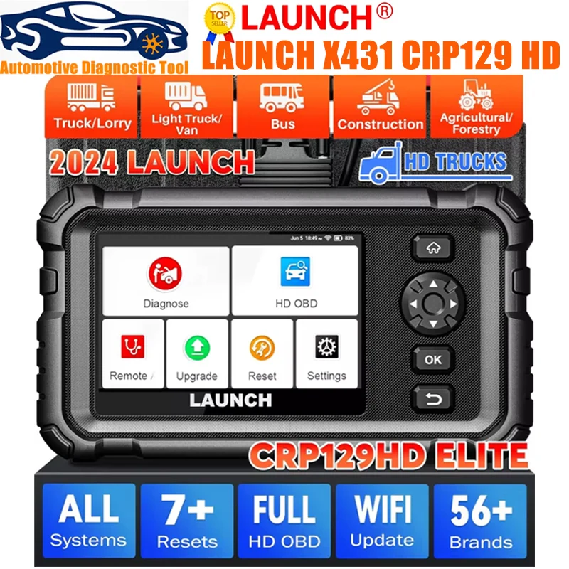 LAUNCH CRP129 HD Heavy duty Truck Scanner Diesel equipment machinery Code Reader commercial vehicl Creader Diagnostic scan Tool