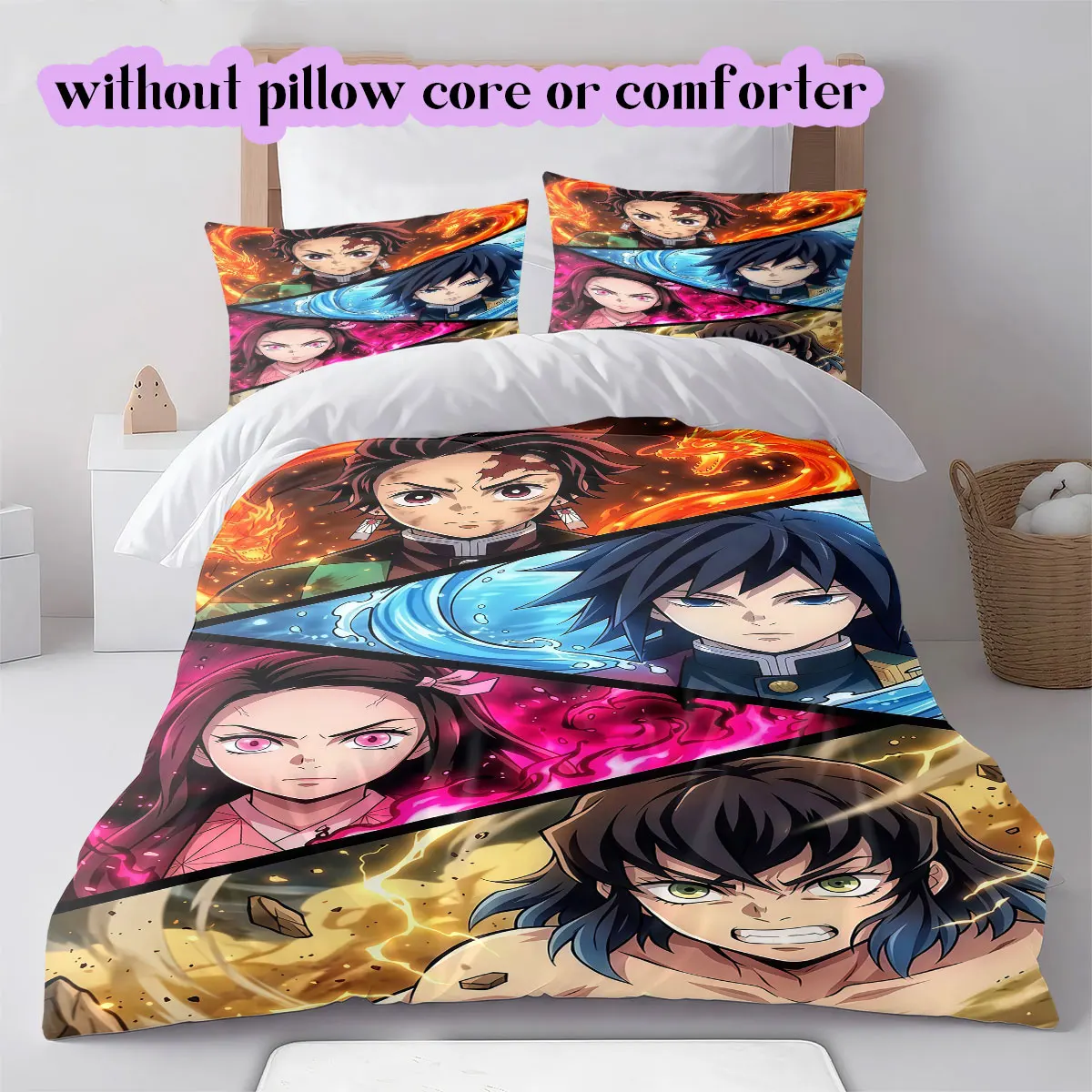 Demon Slayer Nezuko Tanjiro Duvet Cover Bedding Set 3pcs Cartoon Print Children's Gift Extra Large Size Various Sizes New