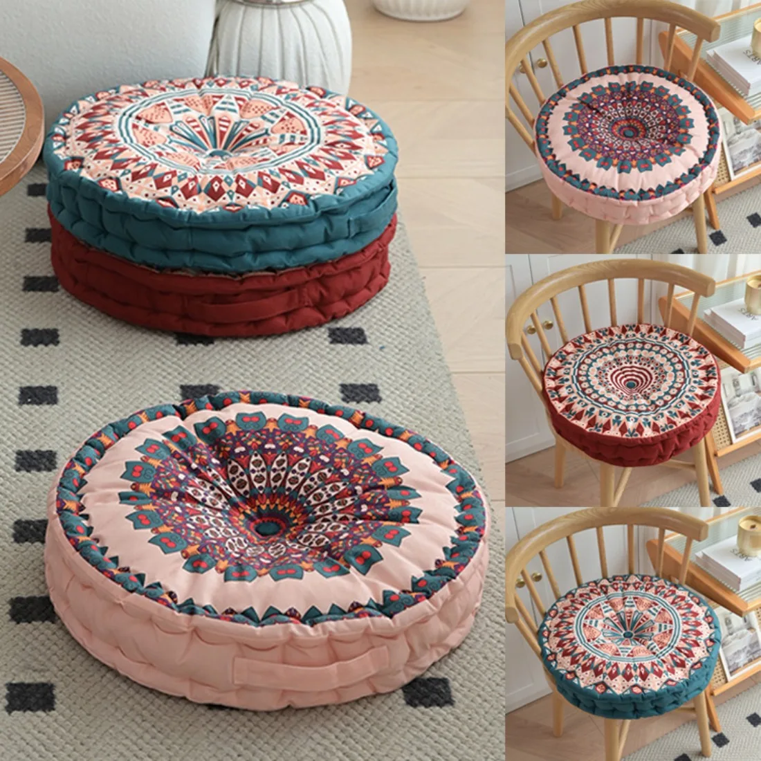 45x45cm Round Moroccan Elastic Cotton Soft Cushion Floor Sofa Seat Cushion Tatami Pads Home Decor Office Chair Sofa Cotton 1PC