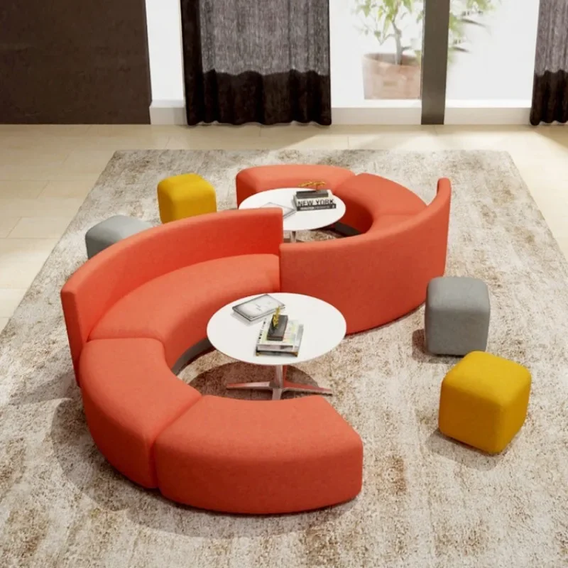 Company bank rest area S-shaped creative arc modern leisure office sofa coffee table