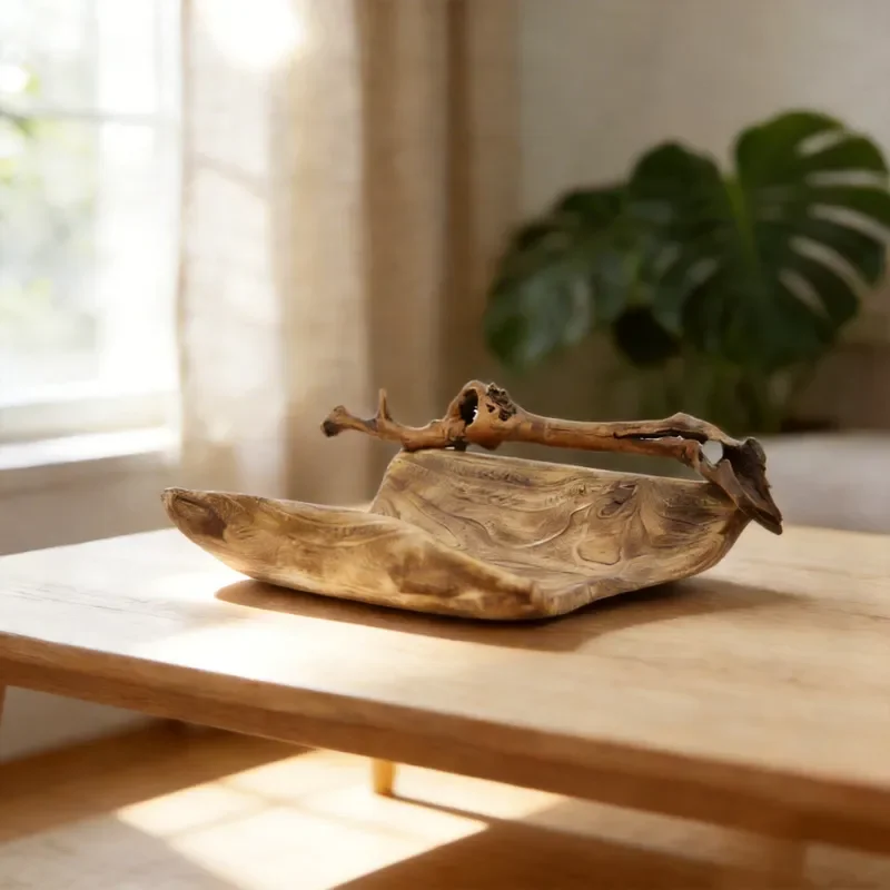 for Handmade Wooden Craft Tray Pendulum Snack Fruit Plate Homestay Home Desktop Ornament Solid Wood