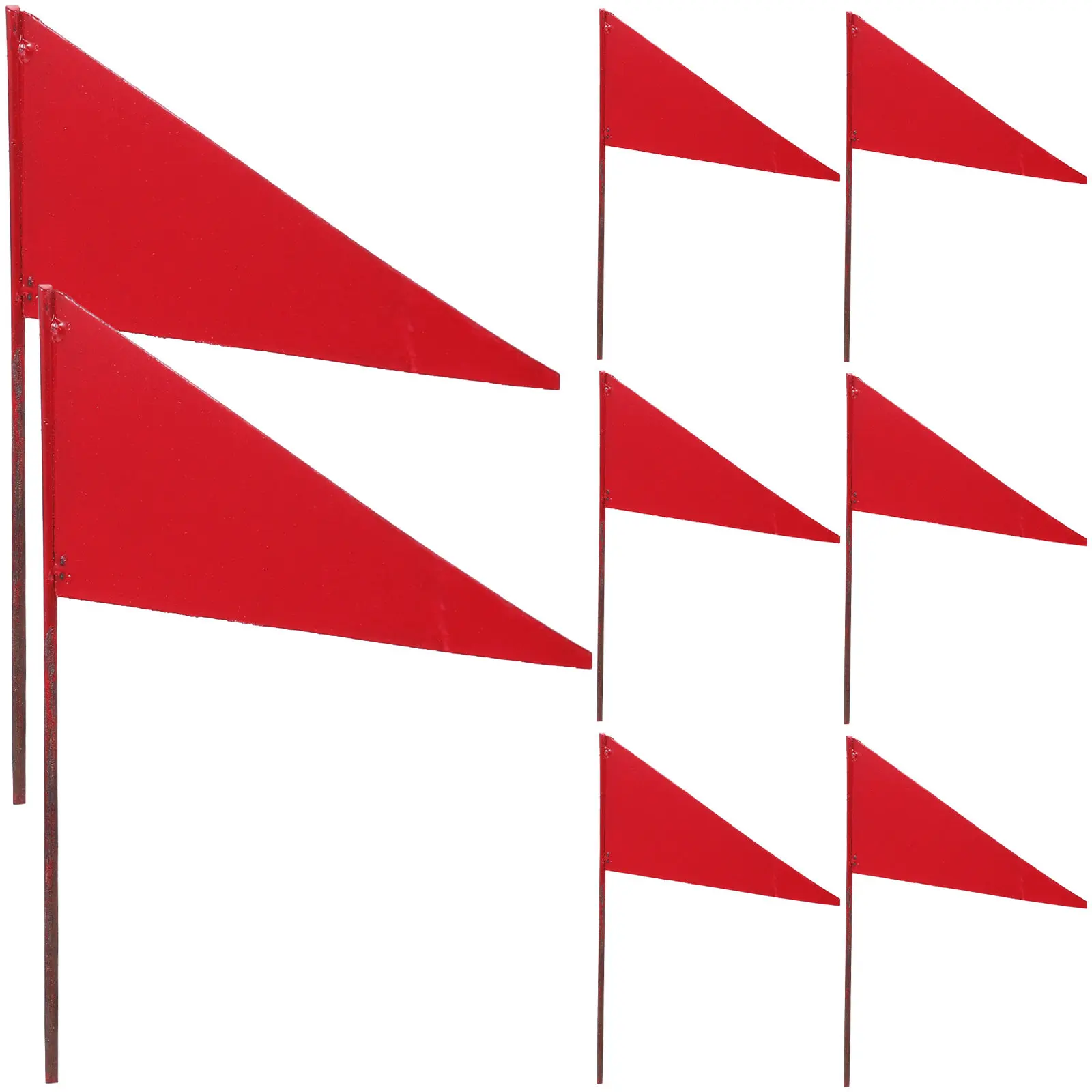 8Pcs Lawn Marking Flags Strong Iron Triangular Flags with Ground Insert Steel Poles Ideal for Surveying Construction Invisible