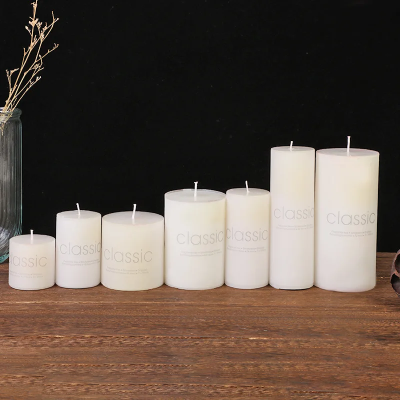 Classic European Ivory White Large Cylinder Candle Smokeless Tasteless Romantic Wedding Hotel Decoration Candle Holiday Supplies