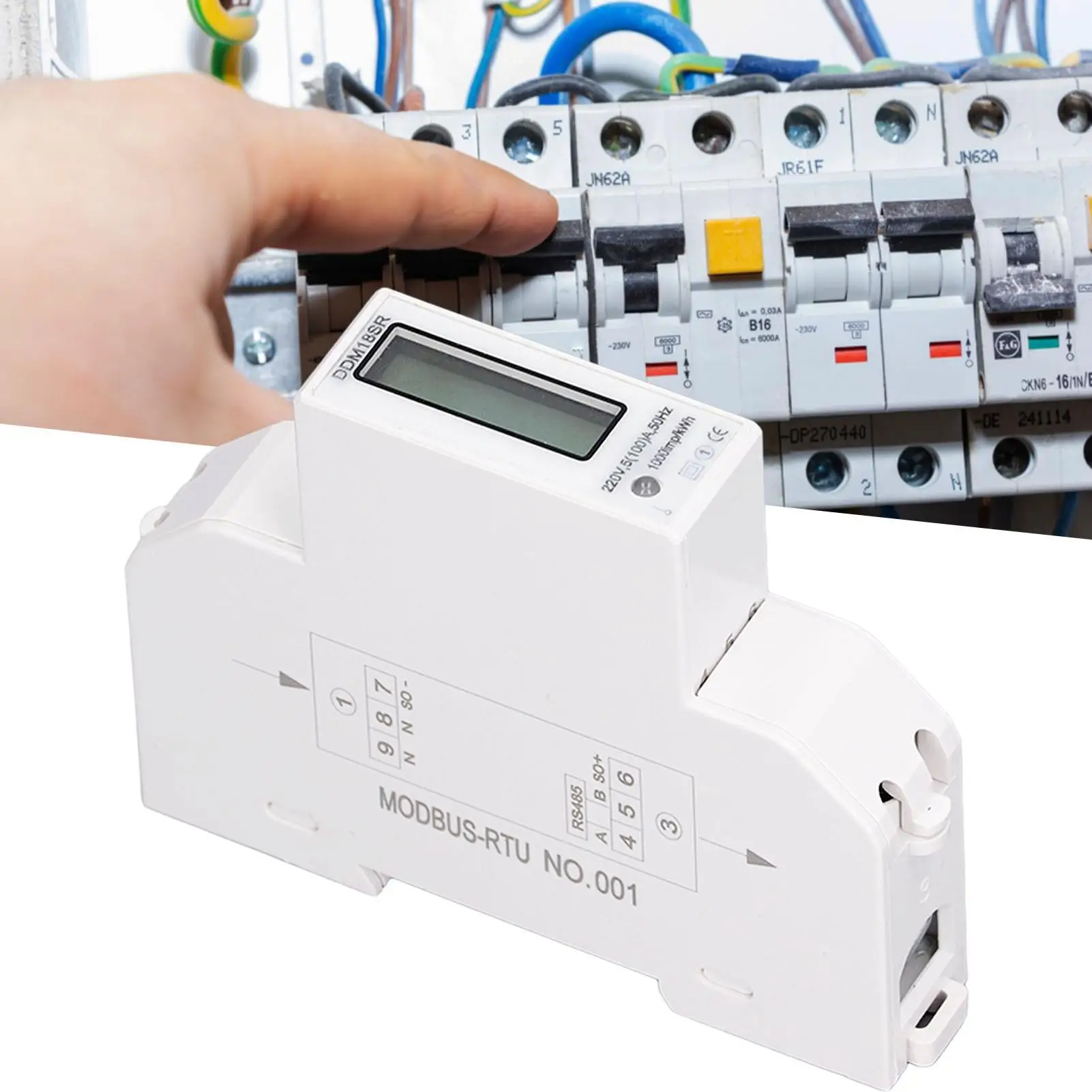 DC220V مقياس الطاقة الكهربائية شاشة الكريستال السائل مقاوم للماء عن بعد RS485 مرحلة واحدة الطاقة 5 إلى 100A جهاز تعقب الاستخدام