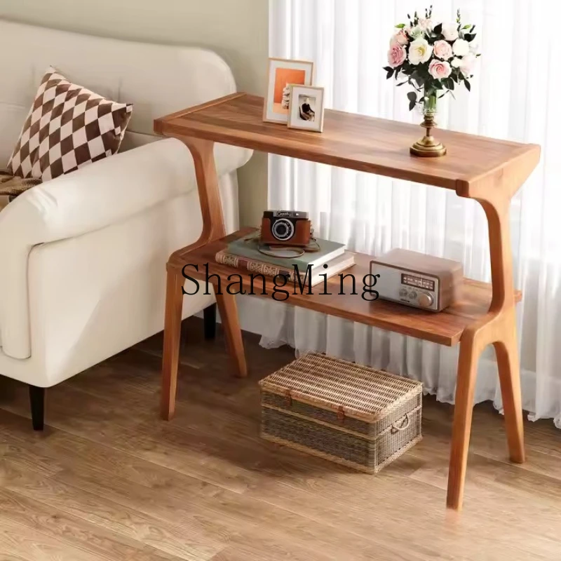

ZYY walnut luxury side table sofa bed desktop living room bedroom fashionable retro side few solid wood