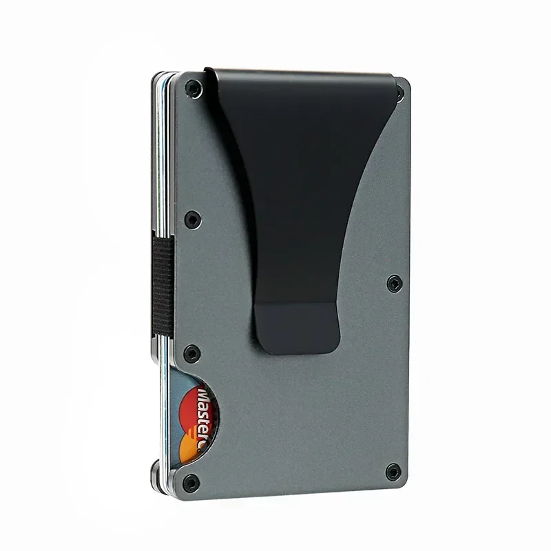 حامل بطاقات حجب RFID من ألياف الكربون - محفظة صغيرة رفيعة للرجال، حقيبة نقود معدنية مضادة للسرقة، محفظة صغيرة للرجال