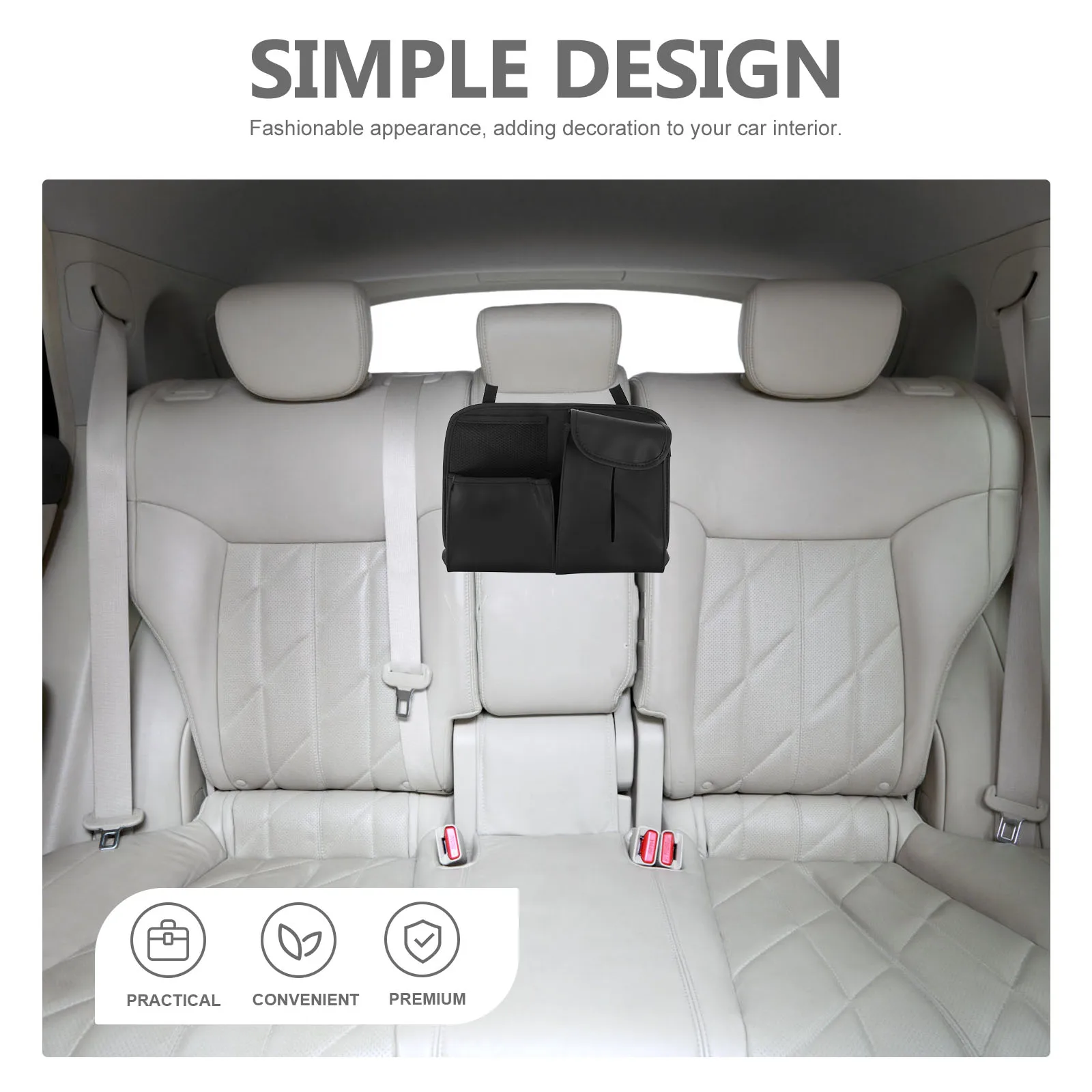 

PU Bag Headrest Snack Trash Can Seat Bag Organizer Case Backseat Storage Tissue Snack Organizer Headrest Seat Cup Holder