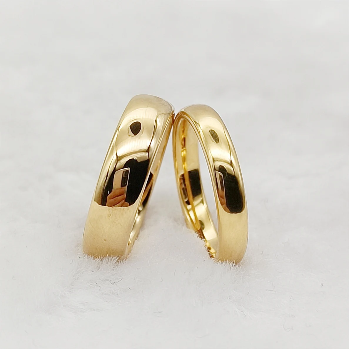 Simple 6mm 4mm Wedding Rings Lover's High Quality Handmade Fashion Jewelry Golden Couples Marriage Tungsten Finger Ring