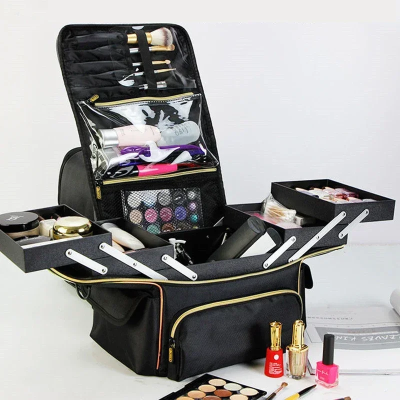 2024 New Brand Makeup Box Artist Professional Beauty Cosmetic Cases Make Up Bag Tattoo Nail Multilayer Toolbox Storage Organizer