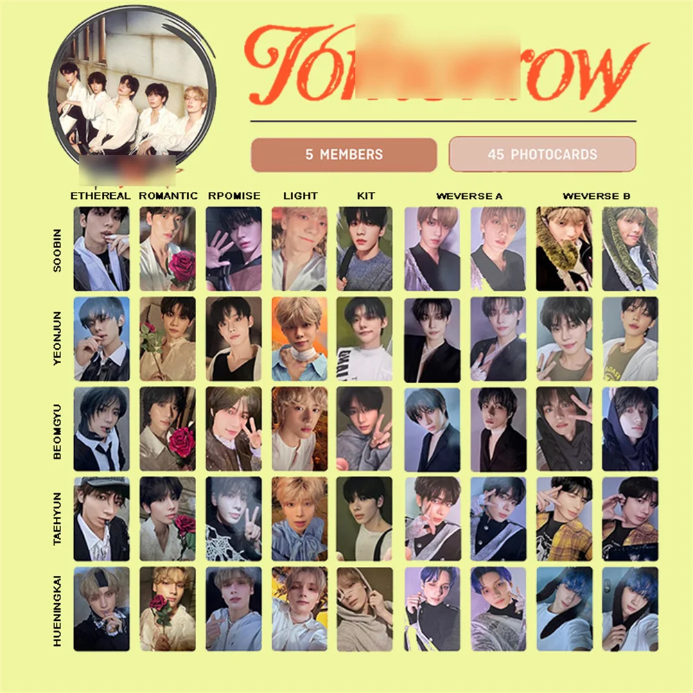 

Kpop SOOBIN Photo Card BEOMGYU YEONJUN TAEHYUN HUENING KAI TEMPTATION LOMO Card Photocard Double Sided Card Gift Fans Collection