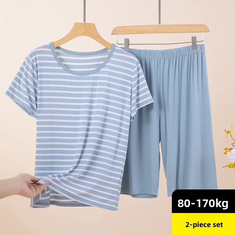 

Summer Modal Sleepwear Women's Thin Loose Bottom T-Shirt Can Be Worn outside Short Sleeve Short Pants Pure Cotton Home Clothe...