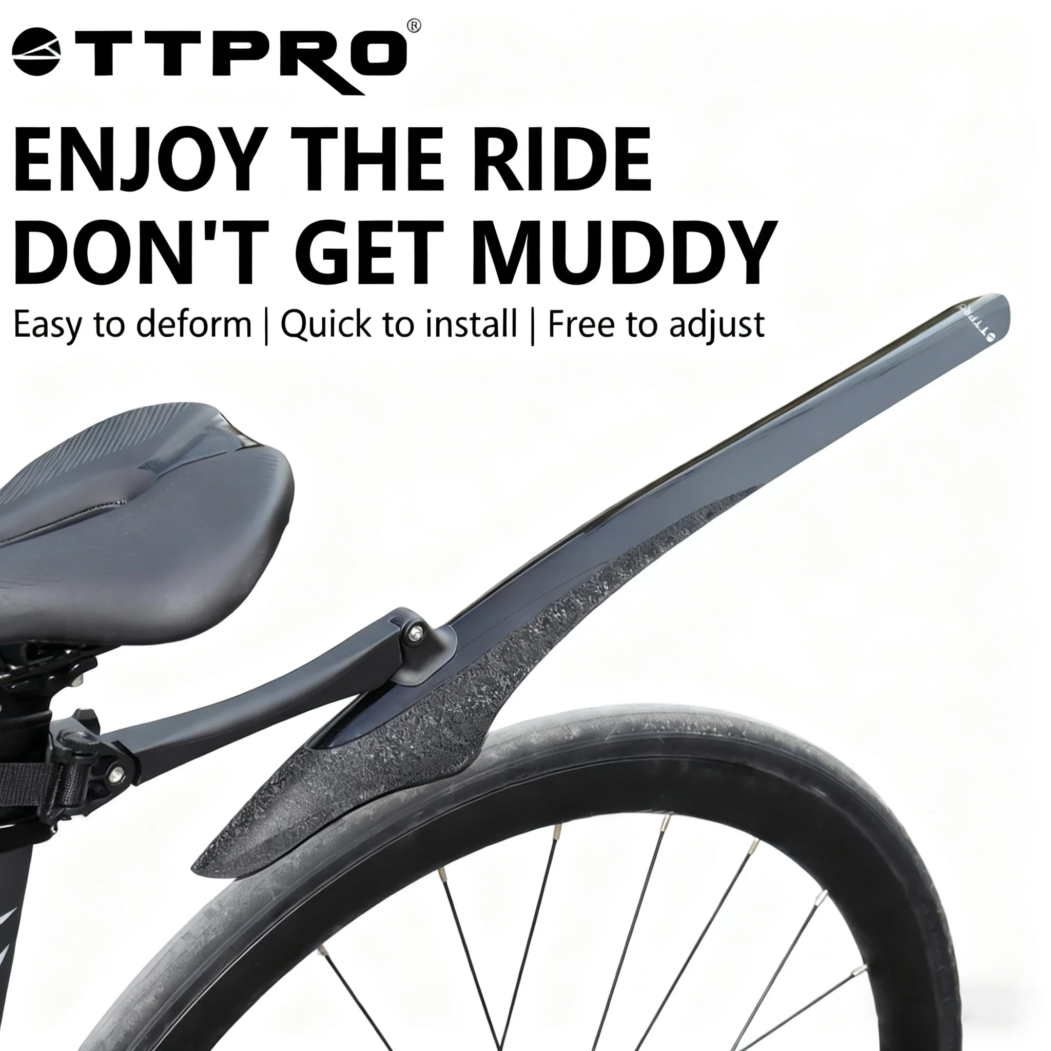 

Upgrade Your Bike! TTPRO Carbon Fiber Printing MTB Fender Reflective & High Toughness Rear Mudguard for Mountain Bike