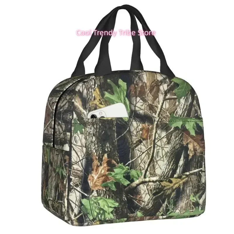 Women's Real Tree Camo Insulated Thermal Lunch Bag & Cooler - Leakproof Oxford Fabric Food-Safe Thermal Tote with Camouflage Des