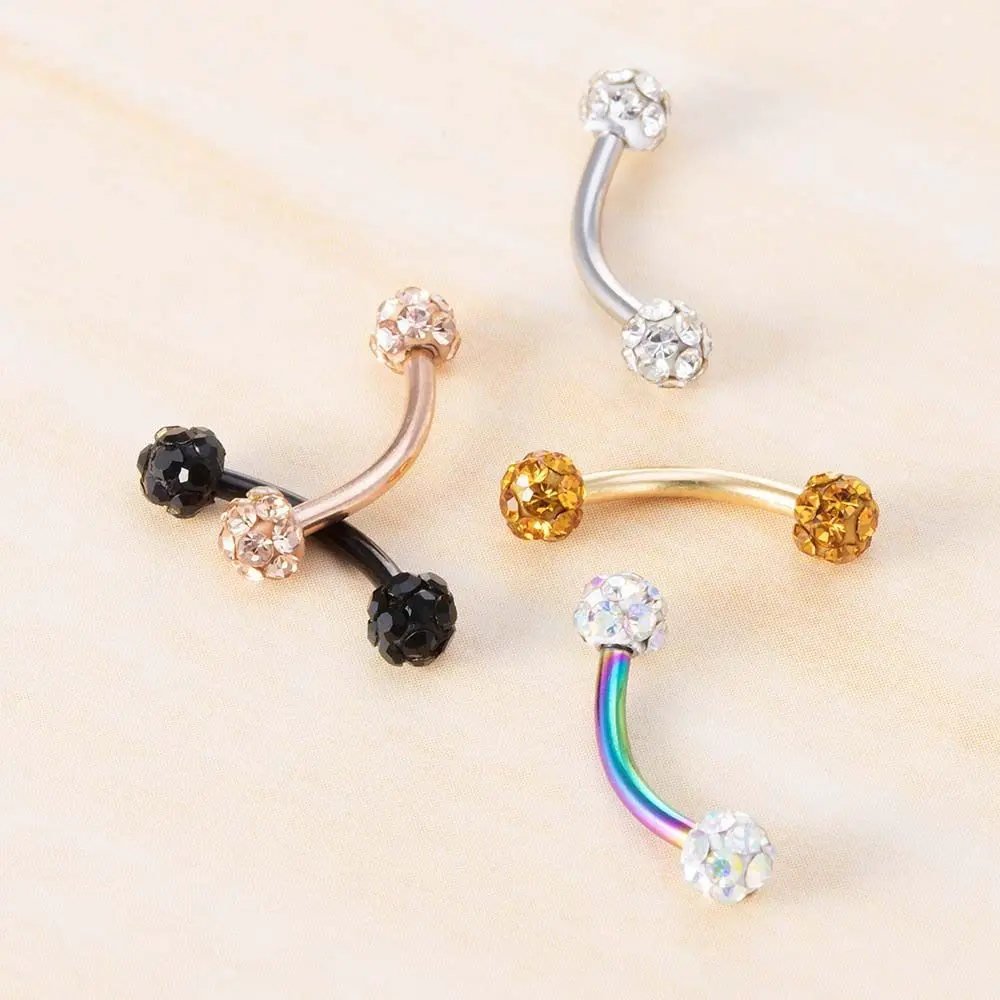 Männer Cool Für Frauen Gebogene Barbell Für Ohrringe Strass Piercing Schmuck Gefälschte Lip Stud Augenbraue Stud Ball Nase Ring