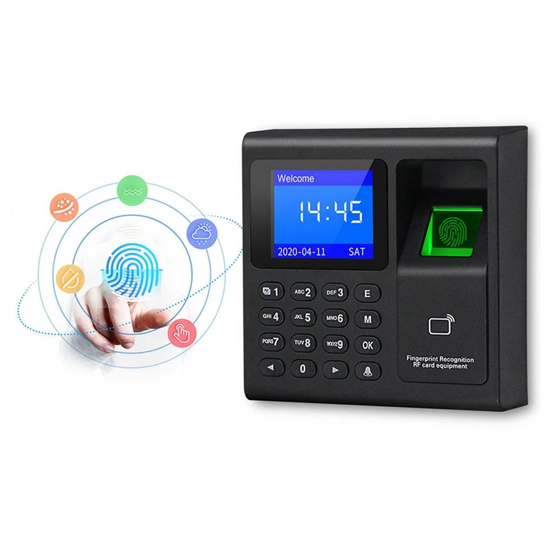 Time Clock Recorder elétrico, controle de acesso, teclado RFID, USB Data Manager, 1000 Capacidade