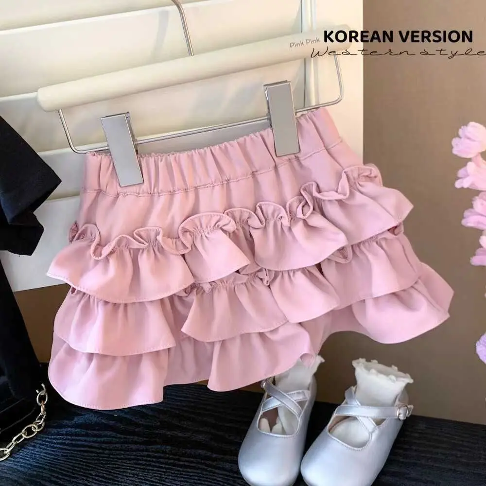 Fashion Korean Style Girl's Half Body Skirt Sweet Cute Bow Flower Bud Skirt Summer Cake Skirts Children's Short Skirt Party