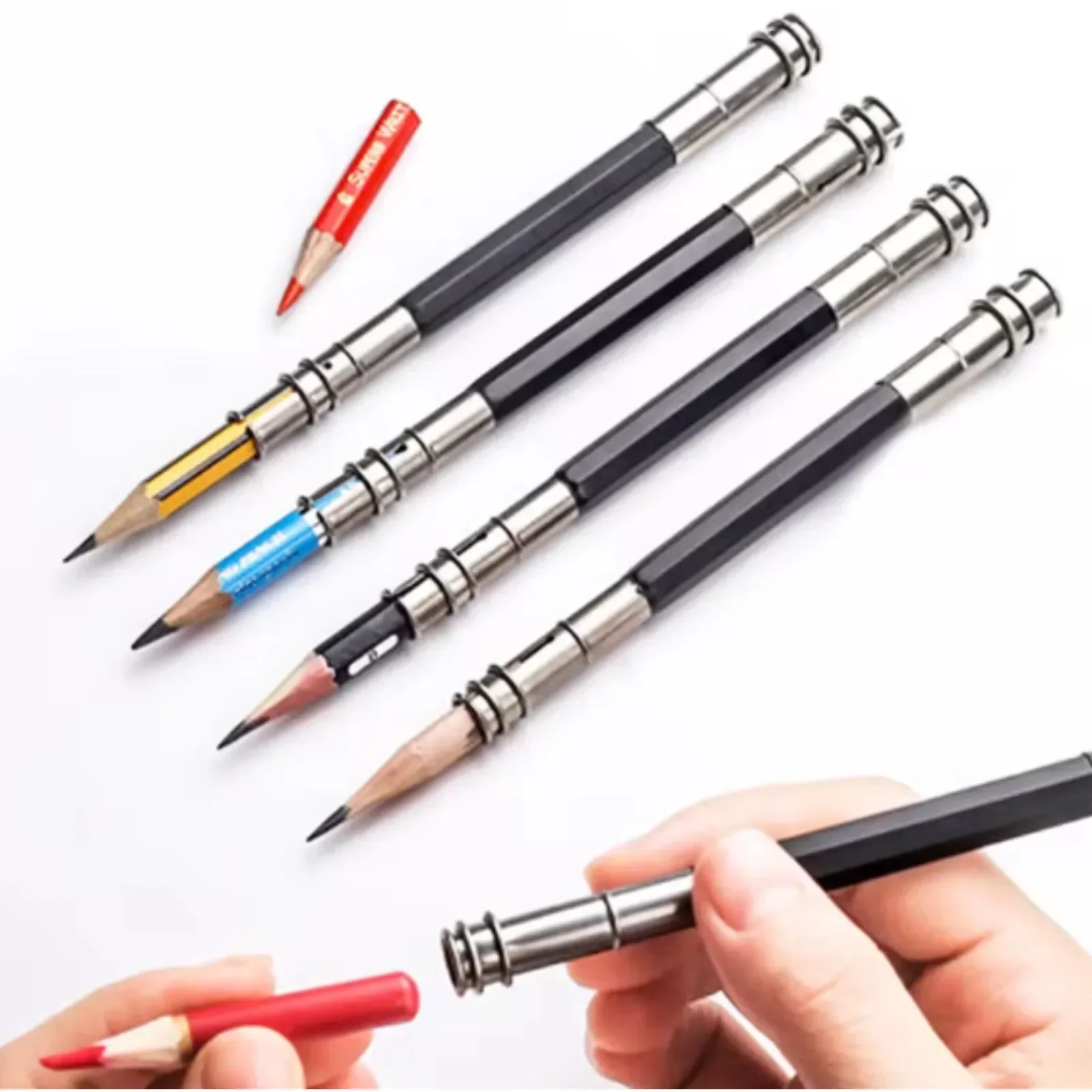 1 Pcs Adjustable Dual Head /Single Head Pencil Extender Holder Sketch School Office Painting Art Write Tool for Writing Gift