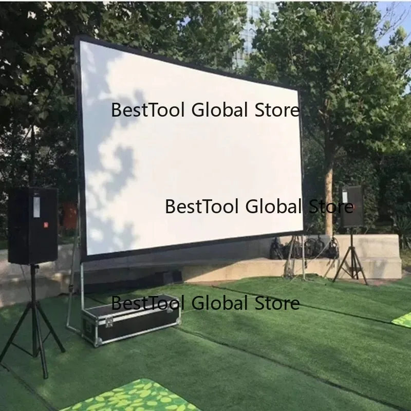 100 120-Inch Outdoor Po-ble Fast Folding Projector Screen with Foldable Stand 16:9 8K 4k Cinema Screen
