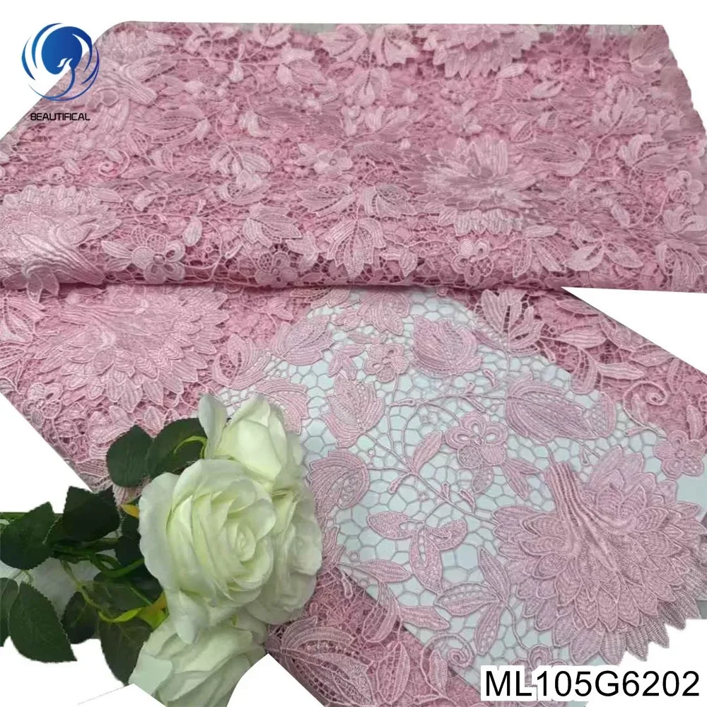 

2025 The Latest Arrival Ladylike Style Solid Color Embroidered Lace Evening Gown Nigeria Guipure Water Soluble ML105G62