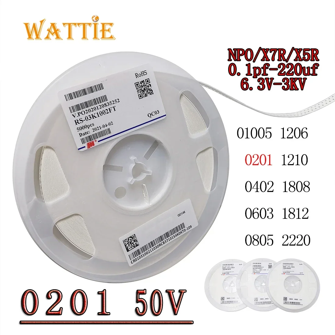 100 PZ 0201 Condensatore 6.3 V 10 V 16 V 2.2nf 10nf 15nf 33nf 47nf 68nf 100nf 220nf 470nf 1uf 2.2uf 4.7uf 0603 metrico