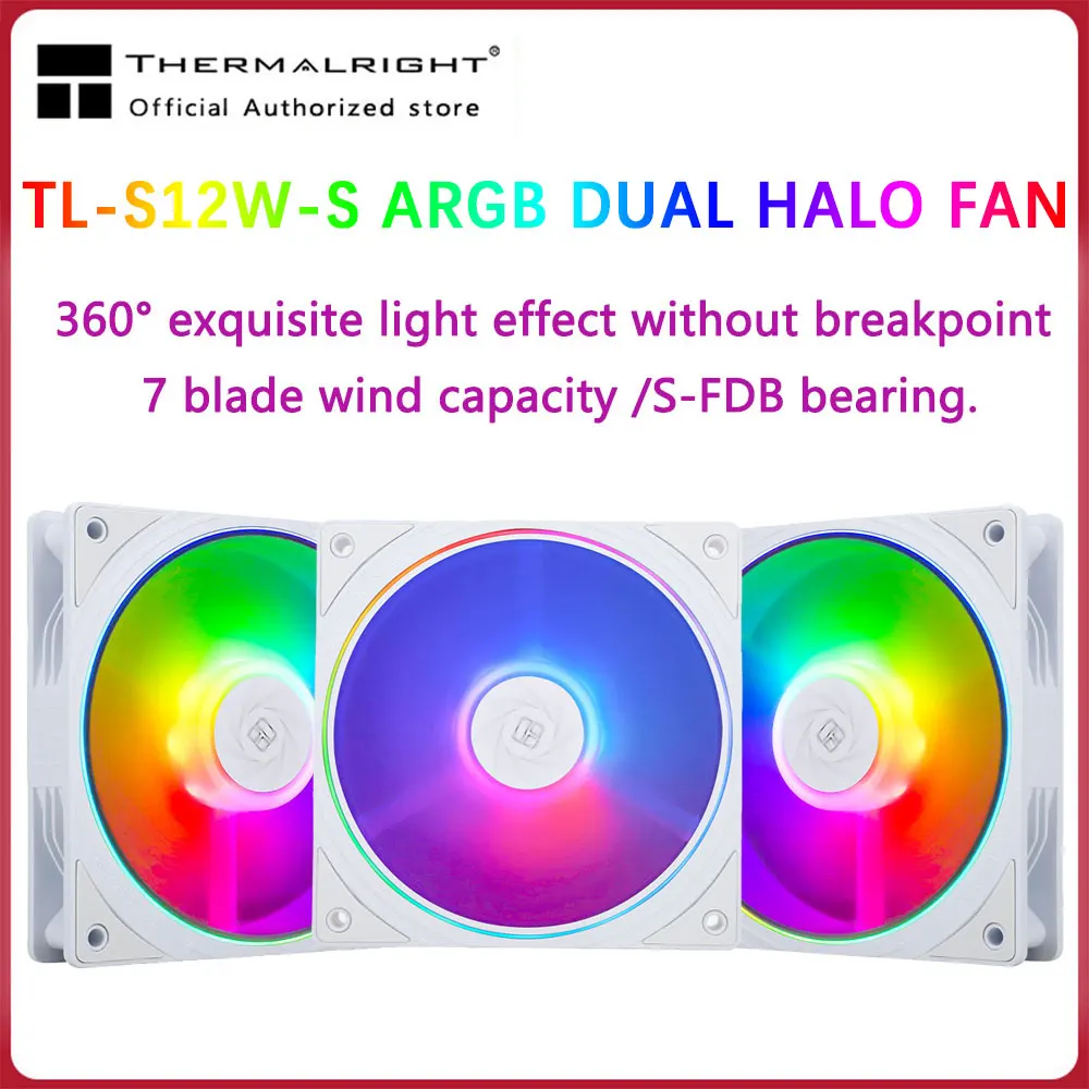 Thermalright TL-S12 120mm HALO Cooling Fan 5V 3PIN ARGB Fan pc gamer 360° exquisite light effect computer Case Fan ventilador