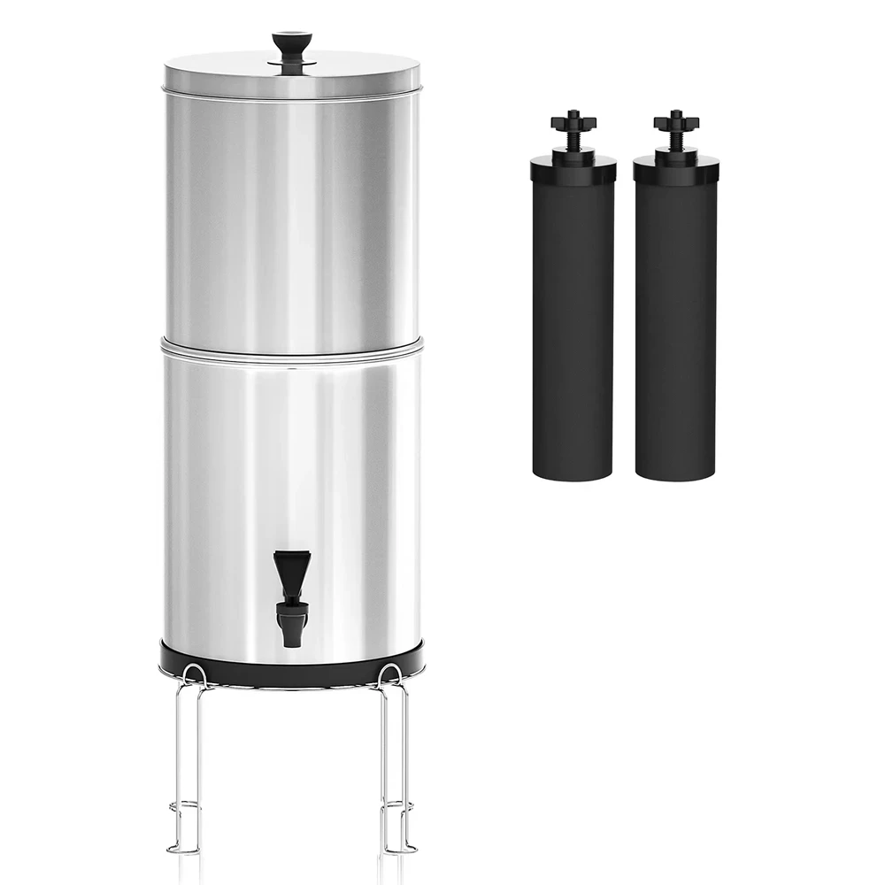 Système de filtration d'eau de rajeunissement par gravité, acier inoxydable de 2 gallons, adapté à un usage extérieur et domestique