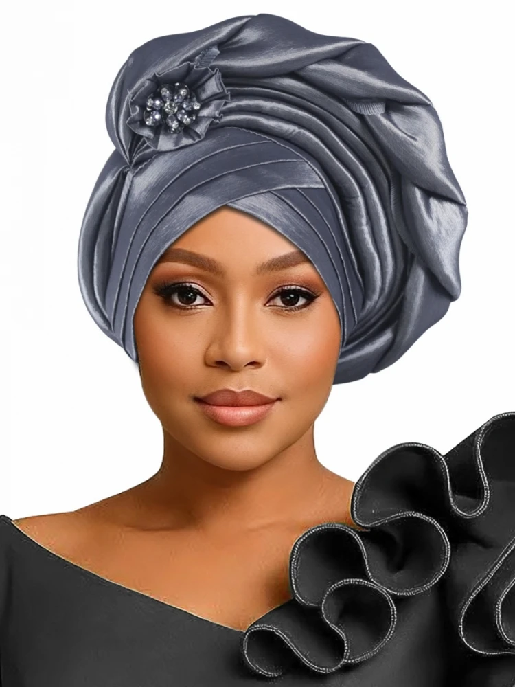 2026 New African Headtie Turban Nigeria Auto Gele Head Wraps Auto Gele Women's Turban Cap Wedding Geles Muslim Head Wraps Bonnet