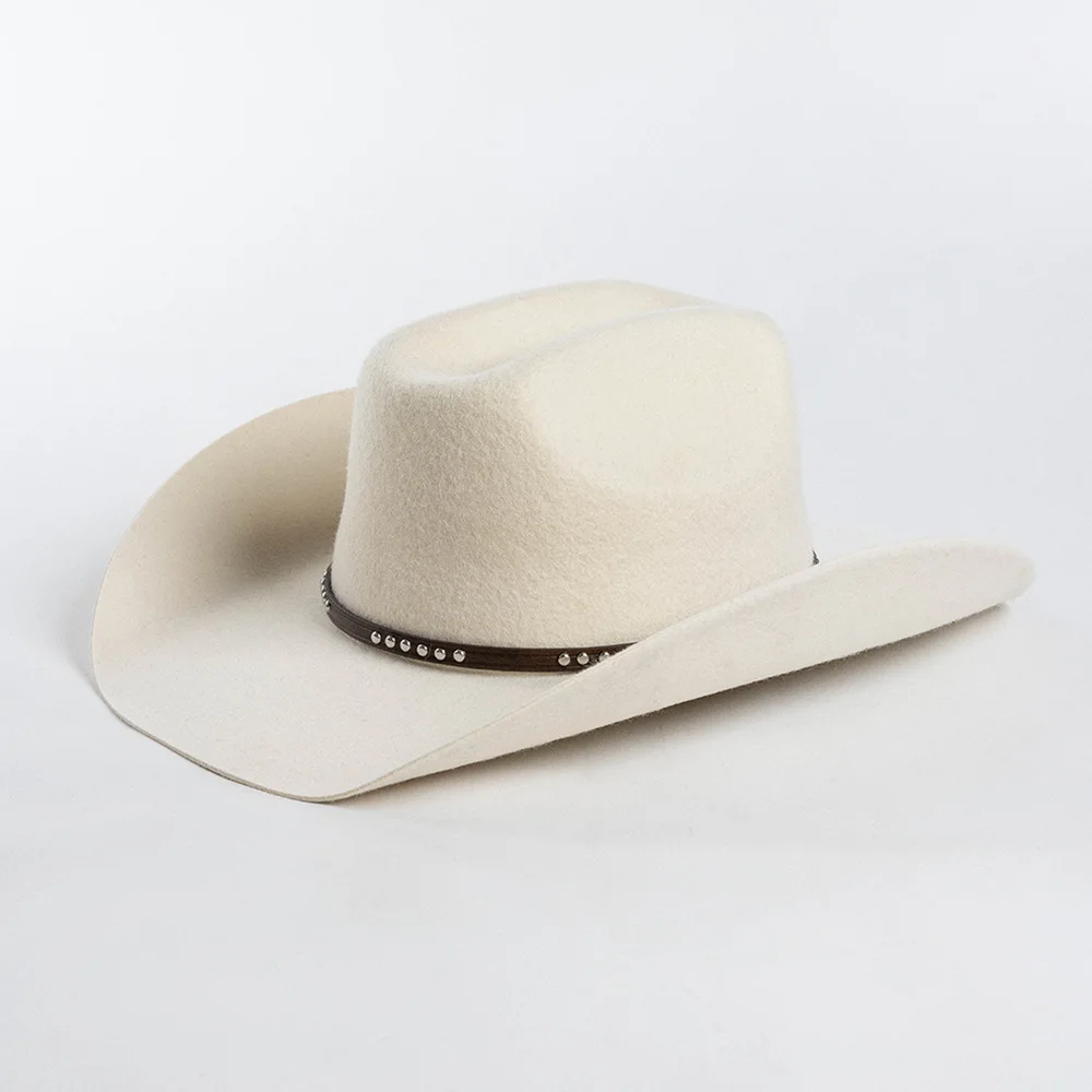 USPOP Herfst Winter Western Cowboyhoed Unisex Casual Bezaaid Wolvilt Hoed met Riem Grote Maat Fedora Verkrijgbaar in Maten S-XL