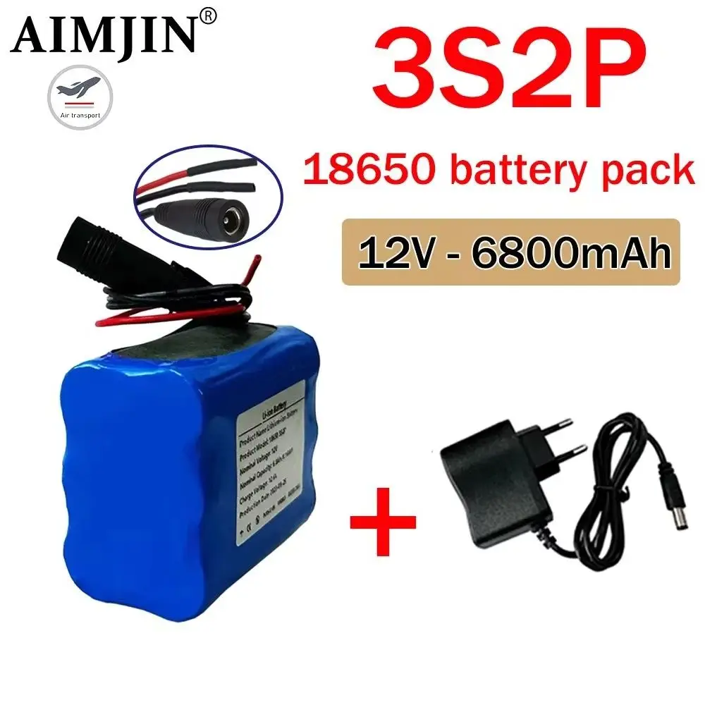 

3S2P Rechargeable Lithium-ion Battery Pack 12V 6800mAh 18650 Battery + 12.6V charger