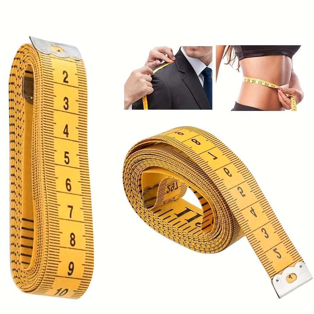 

1Pc Flexible Metal Tailor Tape Measure, Dual Scale Body Measuring Tape, Positive Lock Bright Yellow Retractable Ruler Gift