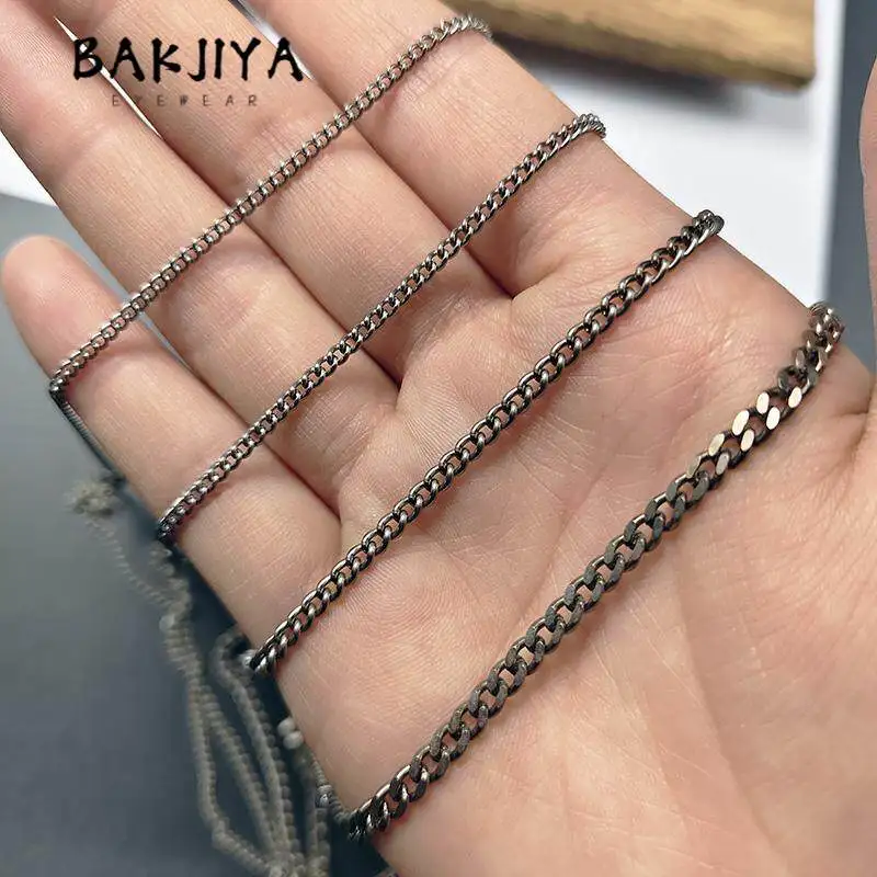 Fashion DIY Pure Titanium Twist Chain Necklace 1.8mm/2.2mm/2.8mm/3.5mm Cowboy Chain, Hypoallergenic Titanium Necklace Men/Women