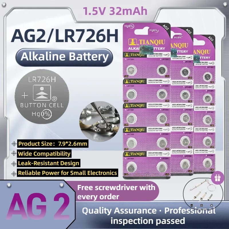 

Original AG2 1.5V Lithium Batteries 396 397 LR59 LR726 612 196 D396 D39 Button Coin Cell For Watch Toys Clock Remote Control