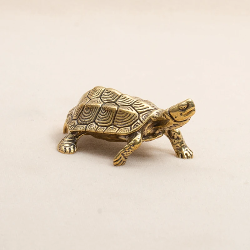 Pełna miedź antyczne miniatury zwierząt figurki rzemiosło biura na biurko dekoracje Retro mosiężne żółwiem morskim ozdoby do wystroju domu