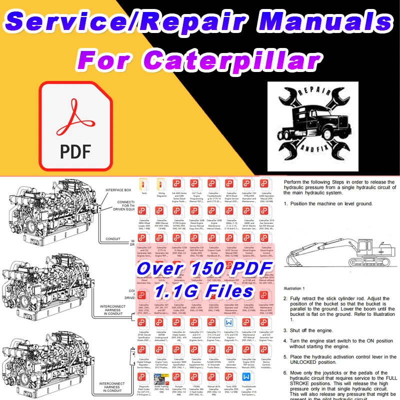 Engine Repaire Manual Over 150 PDF File For Caterpillar CAT Engine Parts & Diagrams for Gas Diesel Engine Excavator Truck