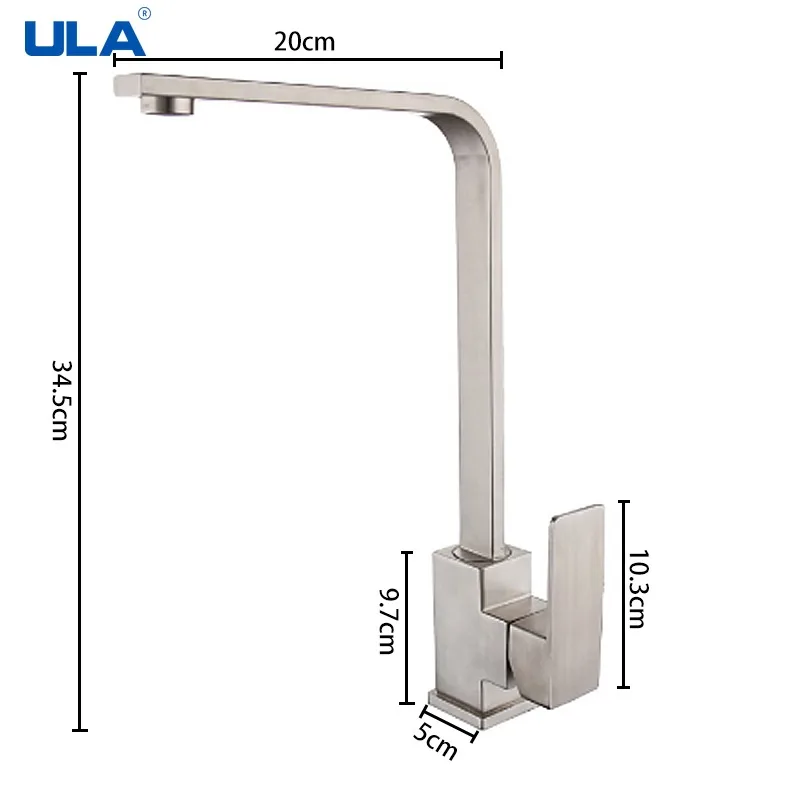 ULA Brushed Kitchen Faucets Hot and Cold Water Kitchen Sink Faucet Stainless Steel Kitchen Mixer Faucet Water Tap Torneira