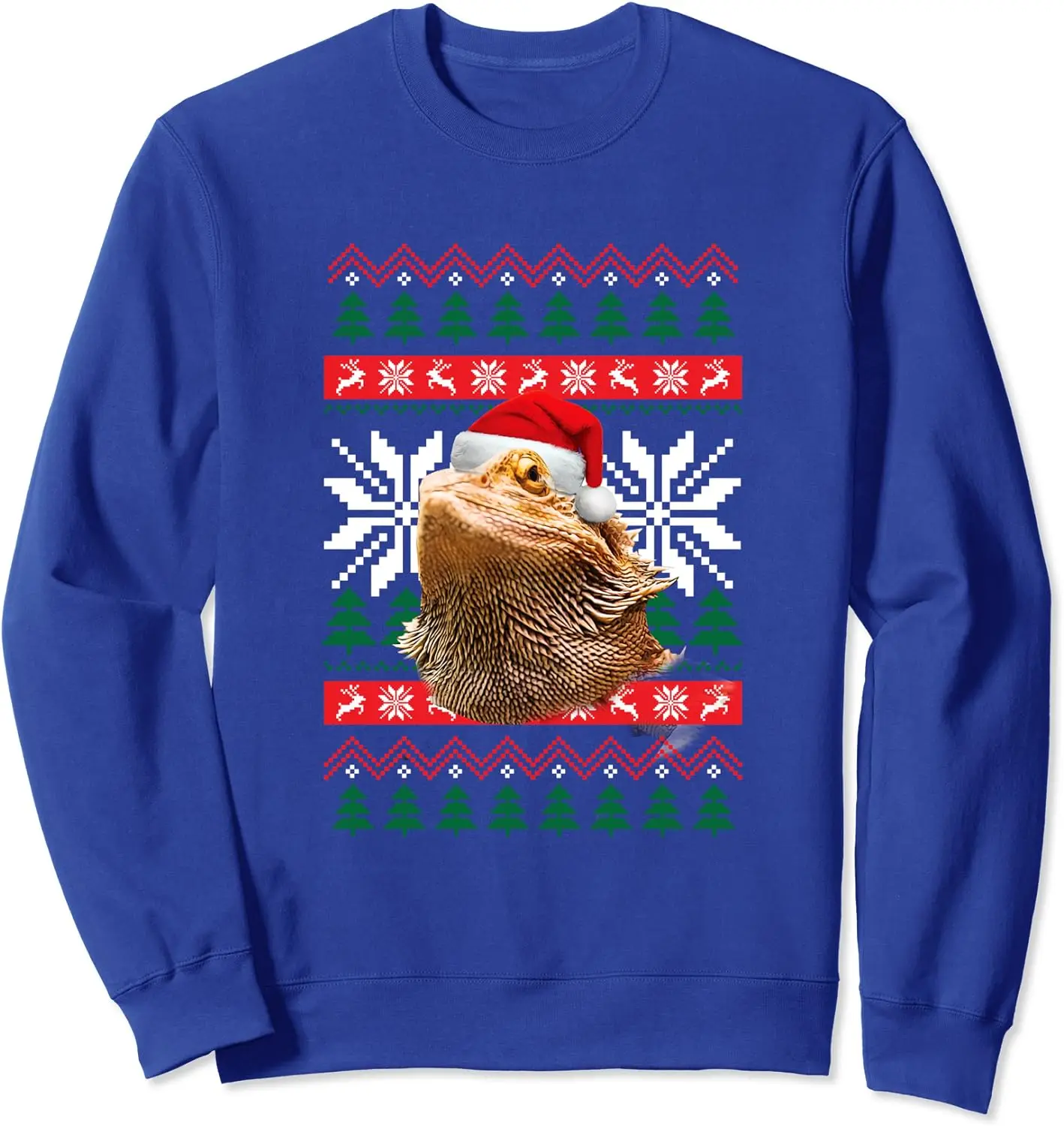 Bearded Dragon Ugly Christmas Sweater Santa Hat Lizard T-Shirt 100% Cotton O-Neck Long Sleeve Casual Mens T-shirt Size S-3XL