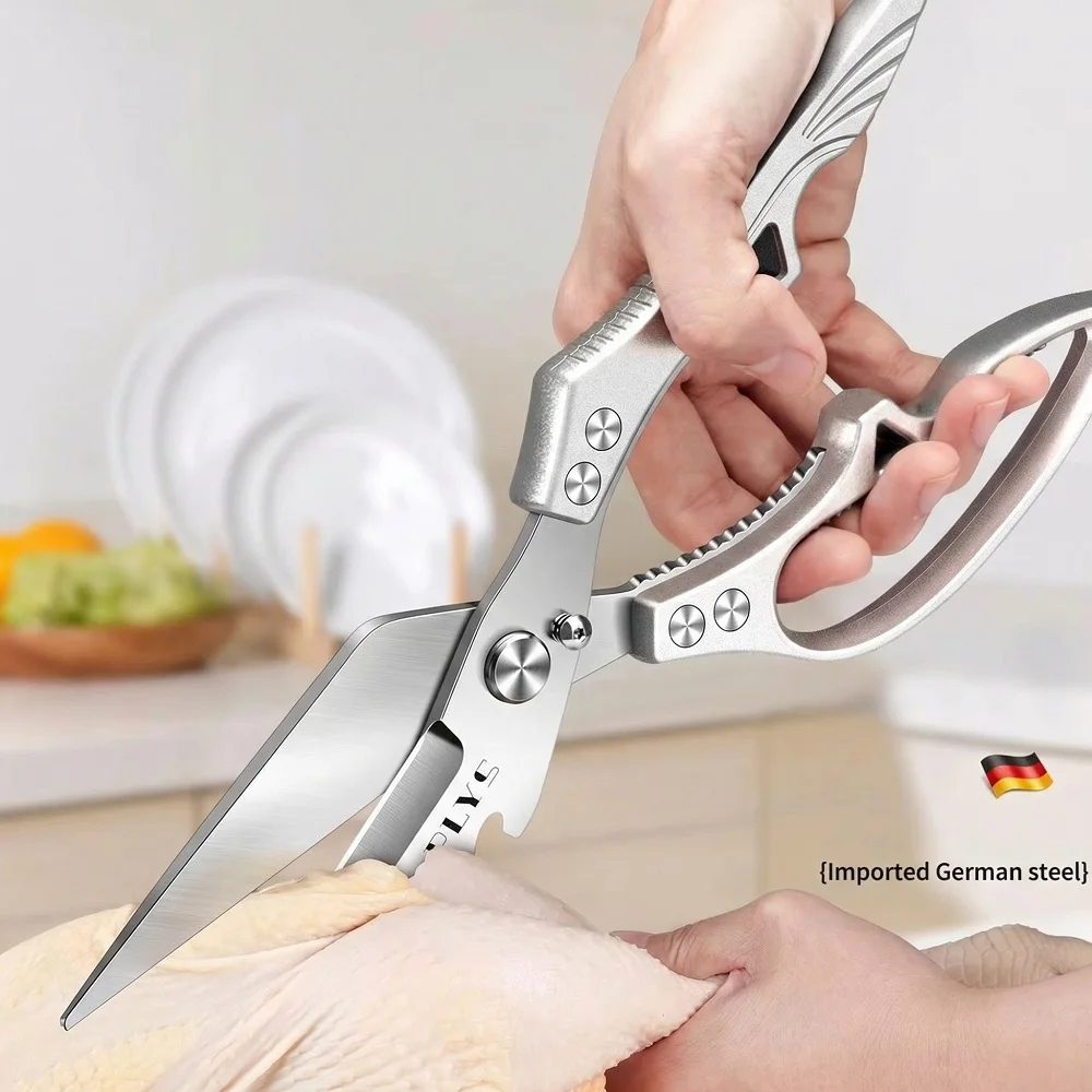

Stainless Steel Wide Head Chicken Bone Scissors, Multifunctional Heavy-Duty Extra Large Kitchen Bone Shears C2612