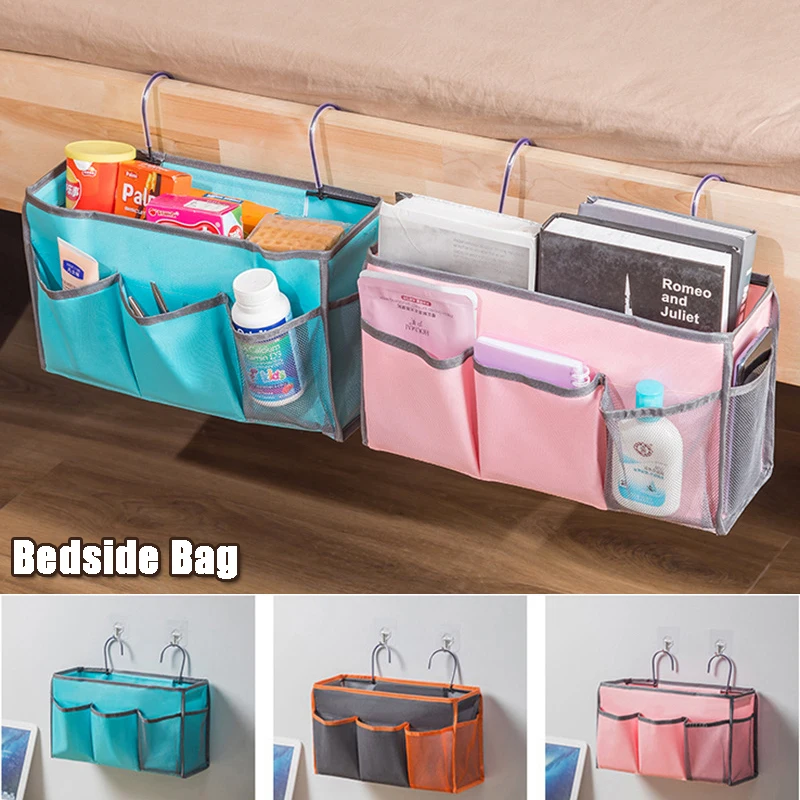 

1pc College Student Dormitory Bedside Cotton And Linen Fabric Storage Bag Home Bedroom Bedside Wall Hanging Storage Bag